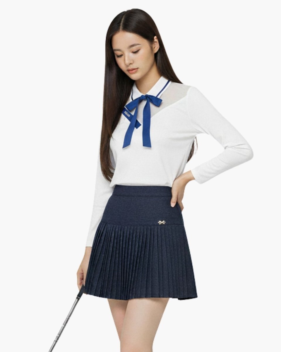 レディース ゴルフ プリーツスカート インナーパンツ付き リボンモチーフ　CH798 - Chamule