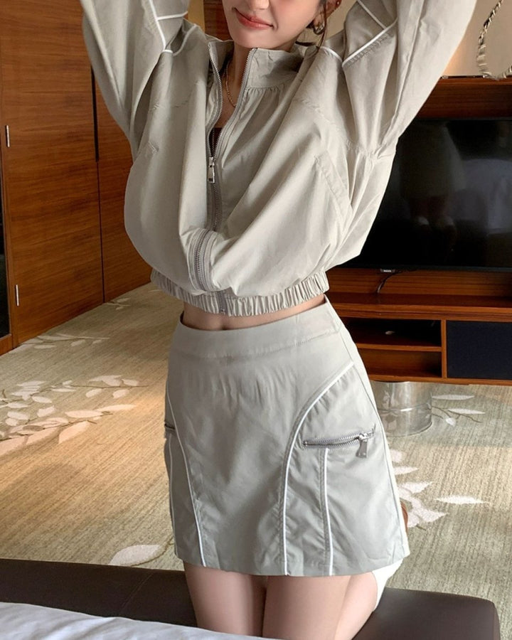 レディース ゴルフウェア セットアップ 軽量ブルゾン ポケットデザインスカート　CH799 - Chamule