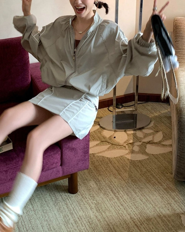 レディース ゴルフウェア セットアップ 軽量ブルゾン ポケットデザインスカート　CH799 - Chamule