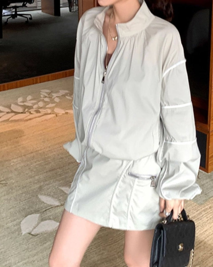 レディース ゴルフウェア セットアップ 軽量ブルゾン ポケットデザインスカート　CH799 - Chamule