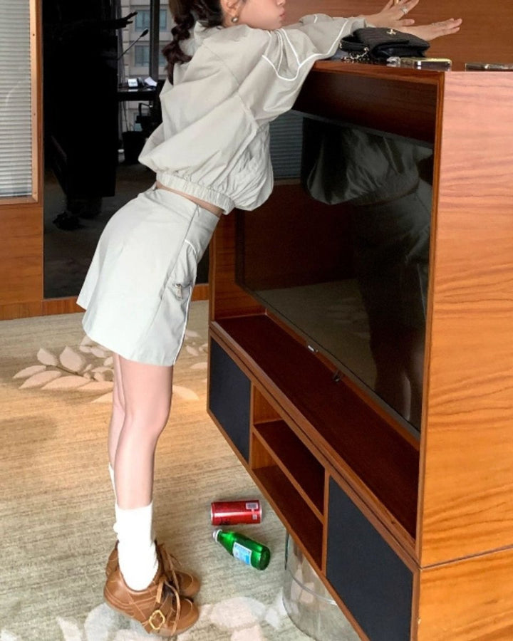 レディース ゴルフウェア セットアップ 軽量ブルゾン ポケットデザインスカート　CH799 - Chamule