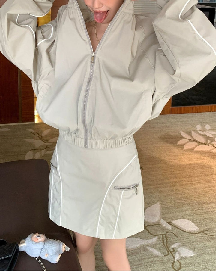 レディース ゴルフウェア セットアップ 軽量ブルゾン ポケットデザインスカート　CH799 - Chamule