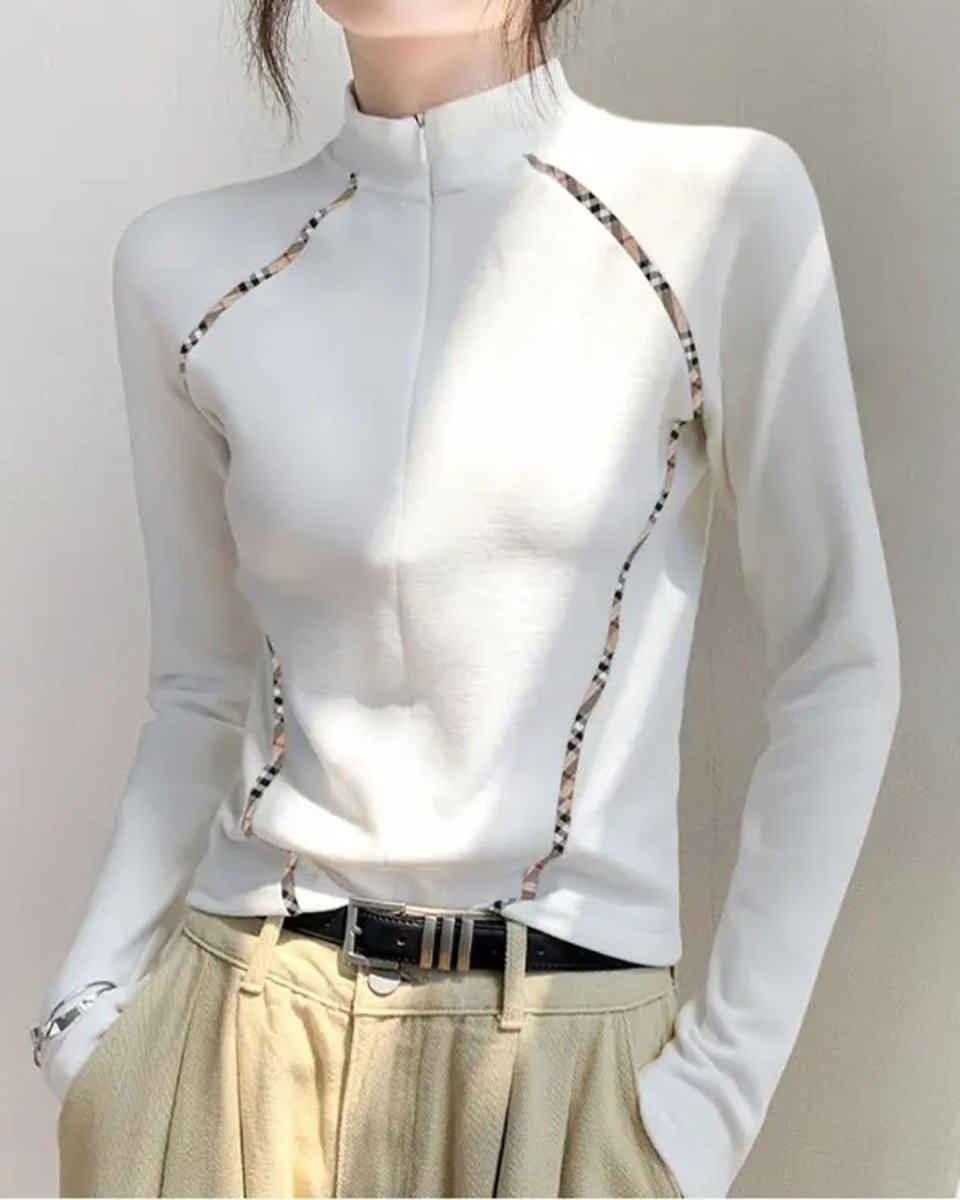 アーガイルラインジップゴルフトップス　CH808 - Chamule