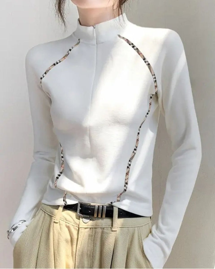 アーガイルラインジップゴルフトップス　CH808 - Chamule