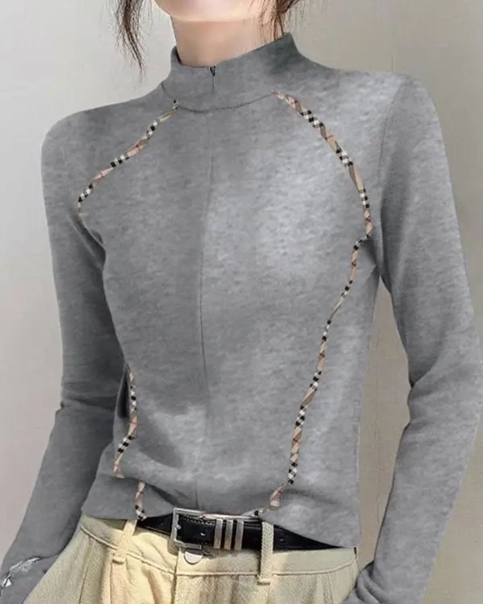 アーガイルラインジップゴルフトップス　CH808 - Chamule