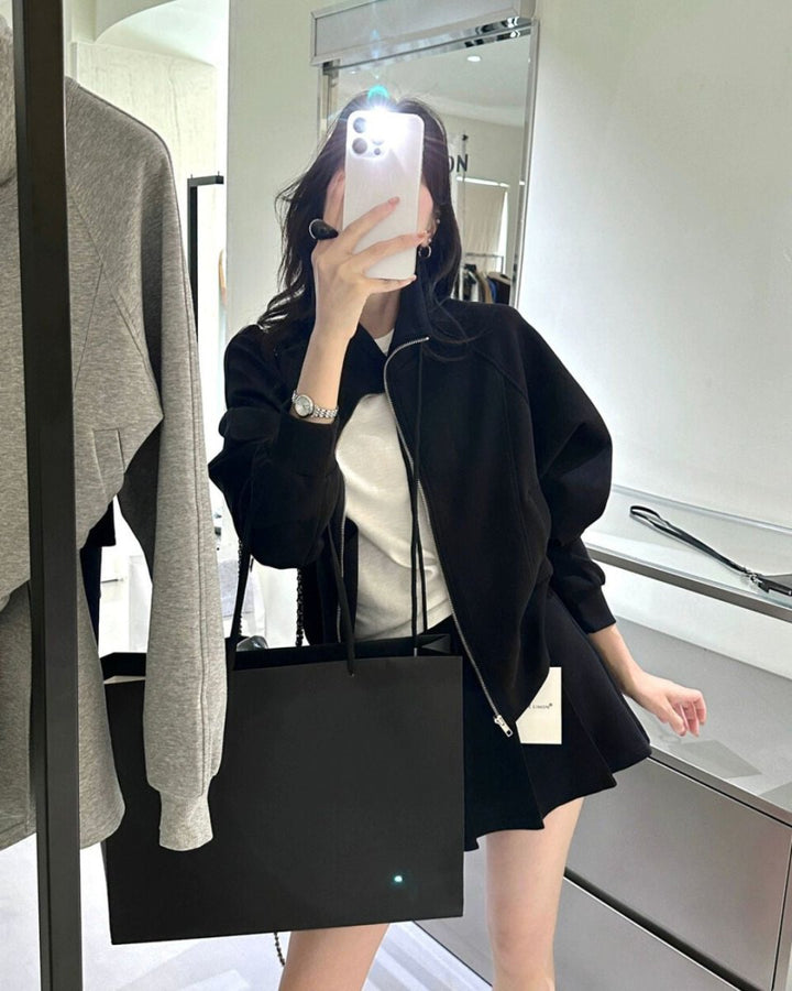 ジップアップブルゾン＋プリーツスカート　セットアップ　CH813 - Chamule