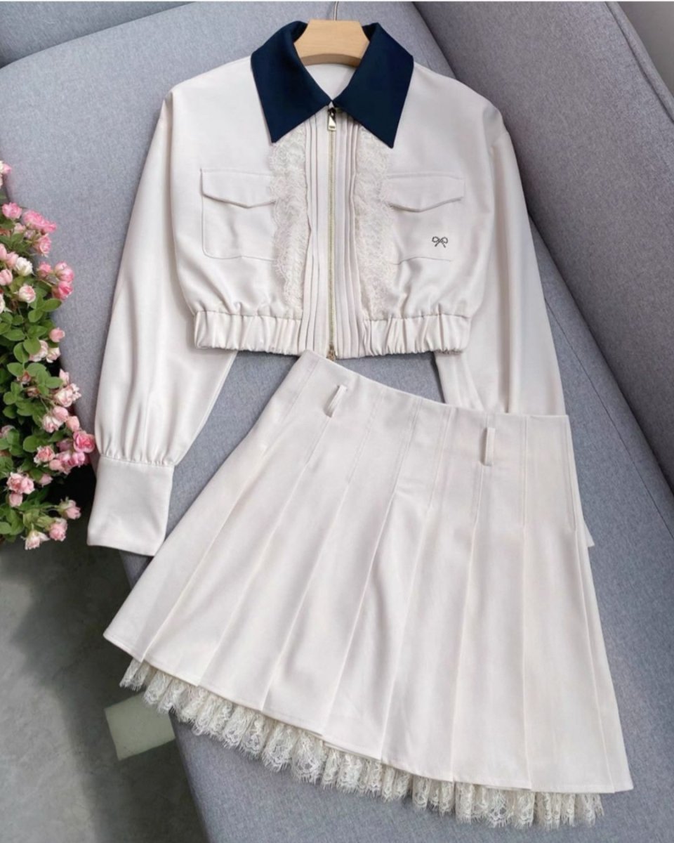 レースデザイン ブルゾン＋スカート　セットアップ可　CH814 - Chamule