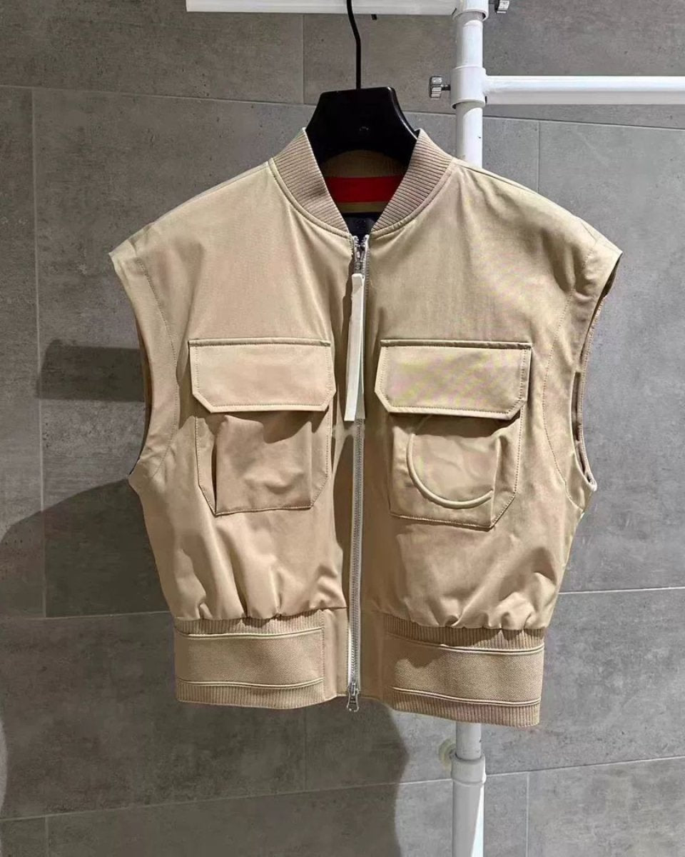 ゴルフウェア レディース セットアップ可 ベージュ ポケットベスト プリーツスカート CH816 - Chamule