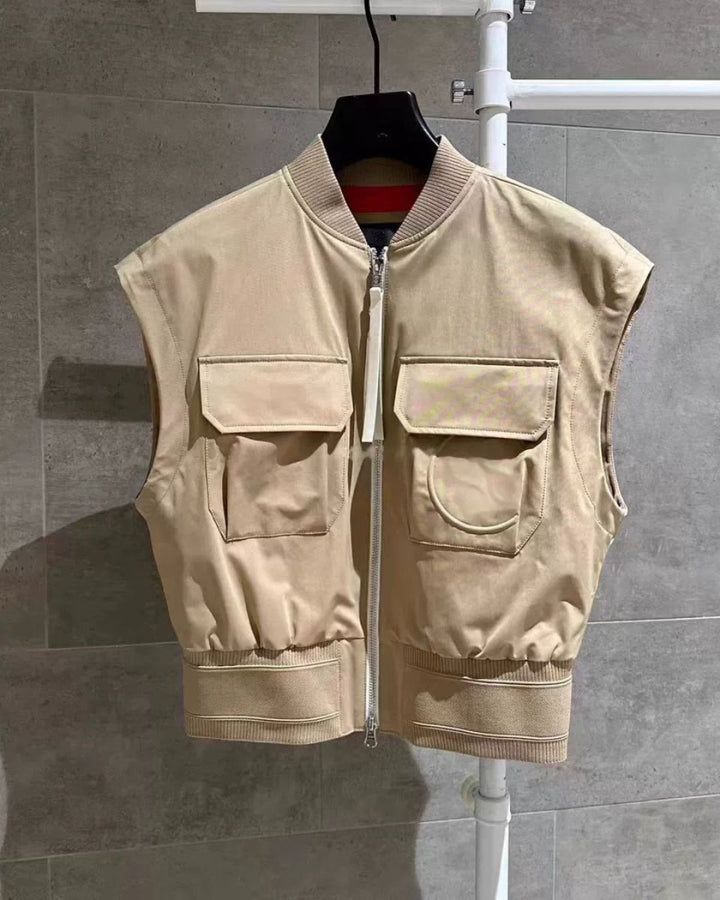 ゴルフウェア レディース セットアップ可 ベージュ ポケットベスト プリーツスカート CH816 - Chamule