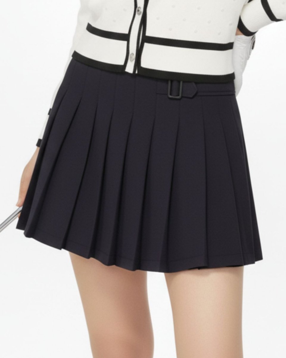 ゴルフウェア レディース ベルト付き プリーツスカート ショート丈 シンプル 上品デザイン CH817 - Chamule