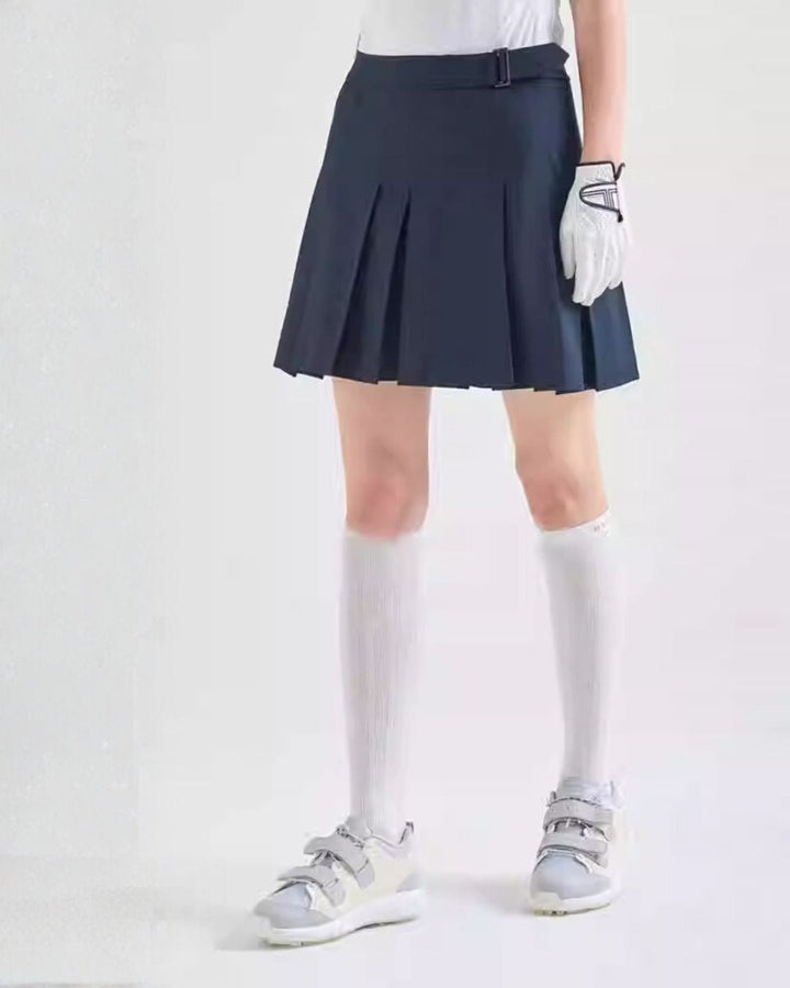 ゴルフウェア レディース ベルト付き プリーツスカート ショート丈 シンプル 上品デザイン CH817 - Chamule