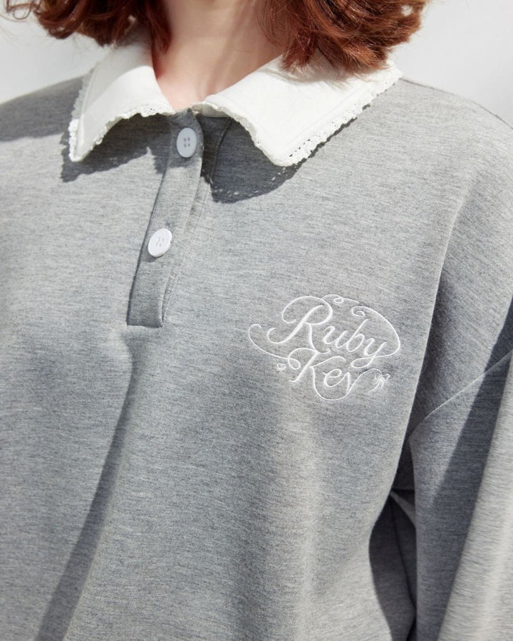 ゴルフウェア レディース ワンピース　スウェット素材 配色襟付き 長袖 CH820 - Chamule