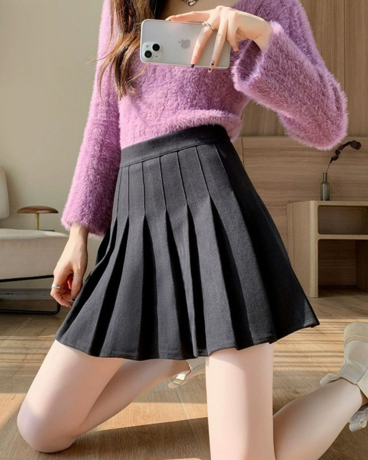 ウール調 プリーツスカート レディース｜秋冬 ゴルフウエア　CH828 - Chamule