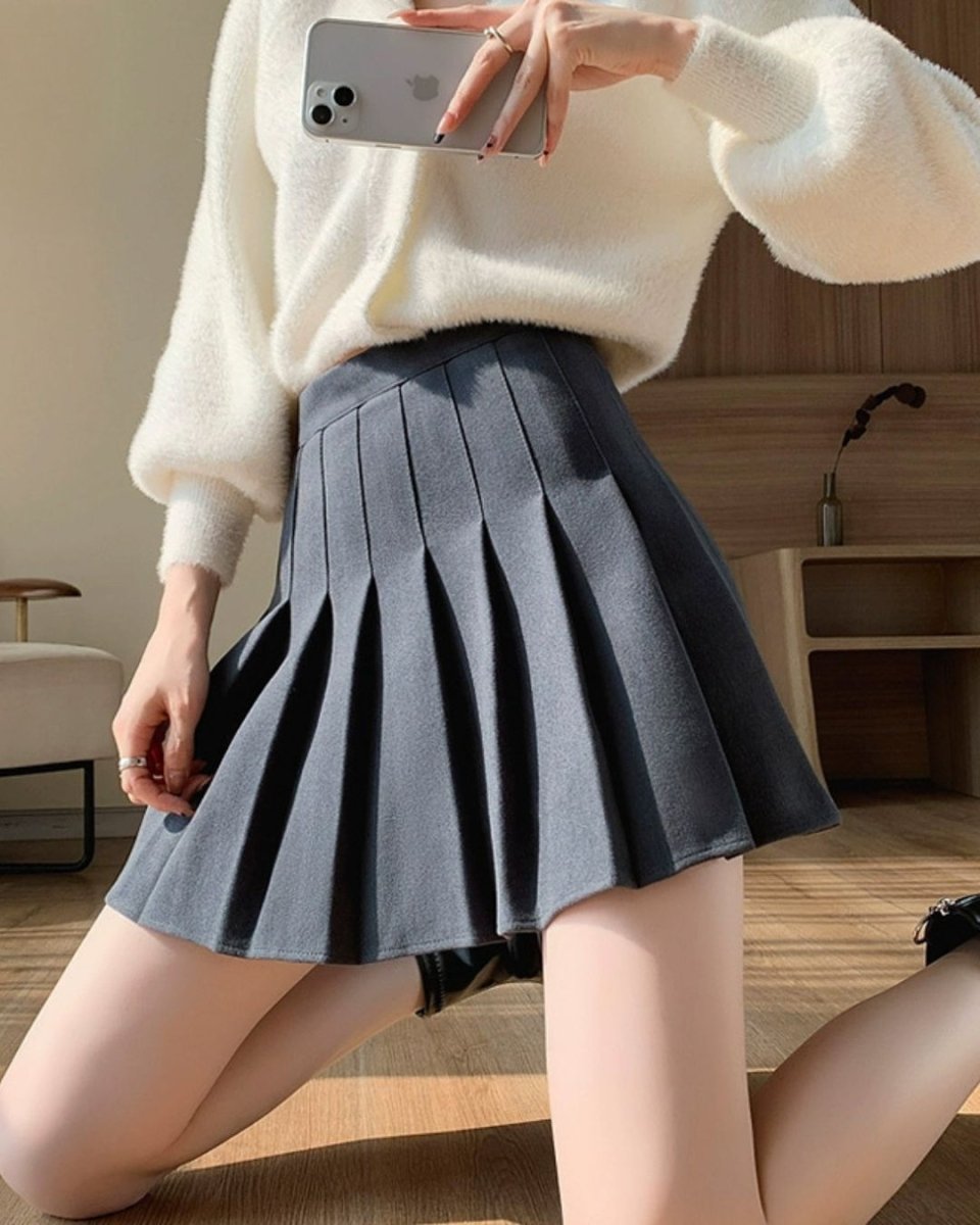 ウール調 プリーツスカート レディース｜秋冬 ゴルフウエア　CH828 - Chamule