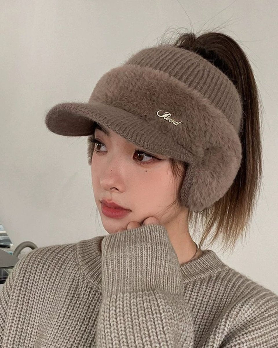 耳あて付き ファーバイザーキャップ ｜冬用 防寒 ニット帽 ゴルフ CH829 - Chamule