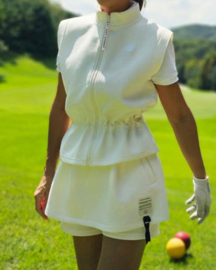 ウエストドローストリングジップゴルフベスト　CH843 - Chamule