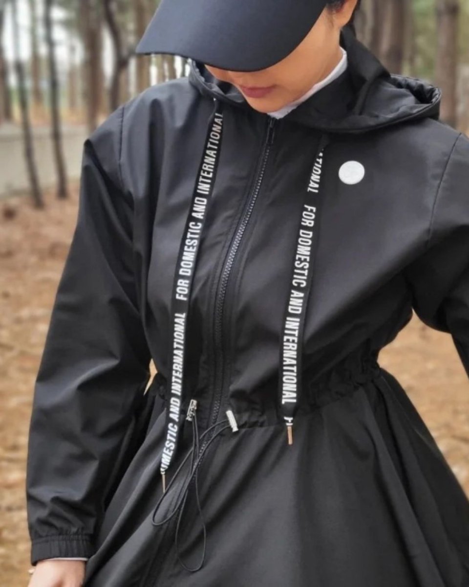 レタリングドローストリングウインドブレーカーゴルフジャケット　CH844 - Chamule