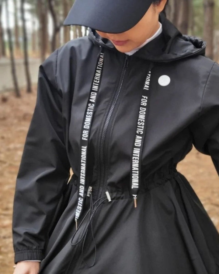 レタリングドローストリングウインドブレーカーゴルフジャケット　CH844 - Chamule