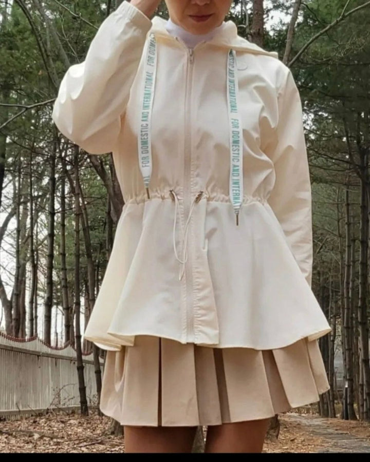 レタリングドローストリングウインドブレーカーゴルフジャケット　CH844 - Chamule