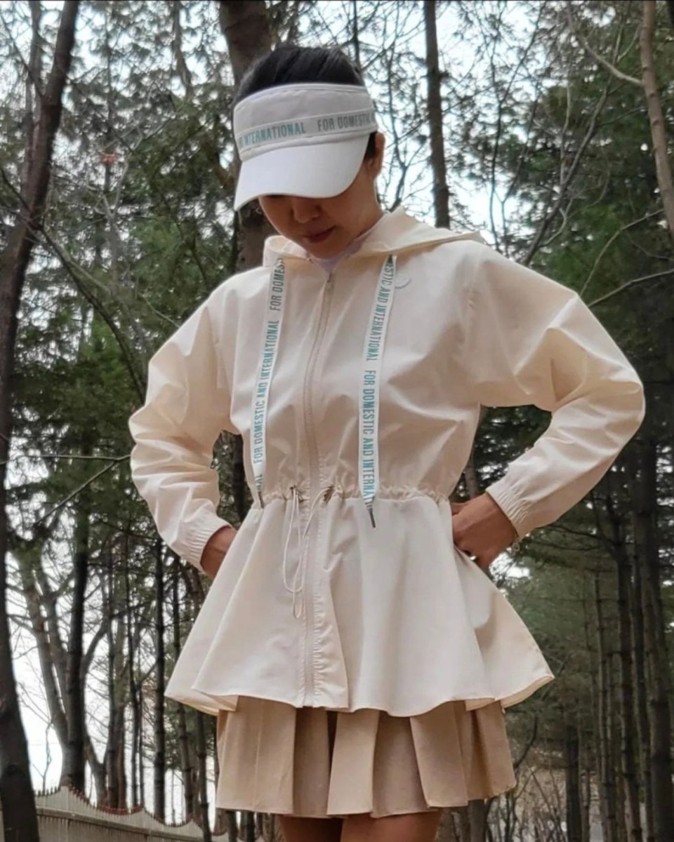 レタリングドローストリングウインドブレーカーゴルフジャケット　CH844 - Chamule