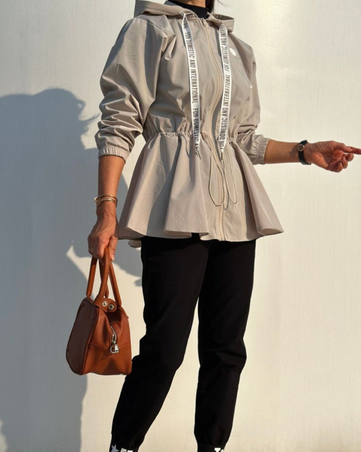 レタリングドローストリングウインドブレーカーゴルフジャケット　CH844 - Chamule