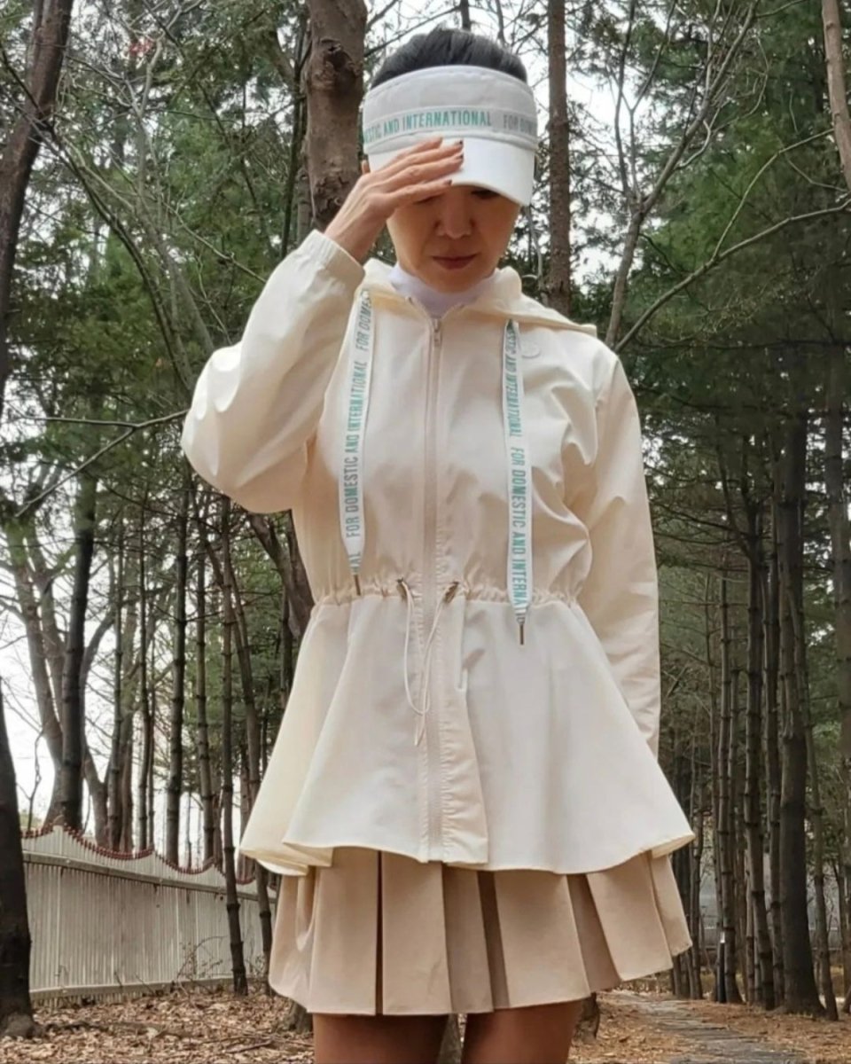 レタリングドローストリングウインドブレーカーゴルフジャケット　CH844 - Chamule