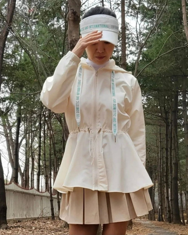 レタリングドローストリングウインドブレーカーゴルフジャケット　CH844 - Chamule