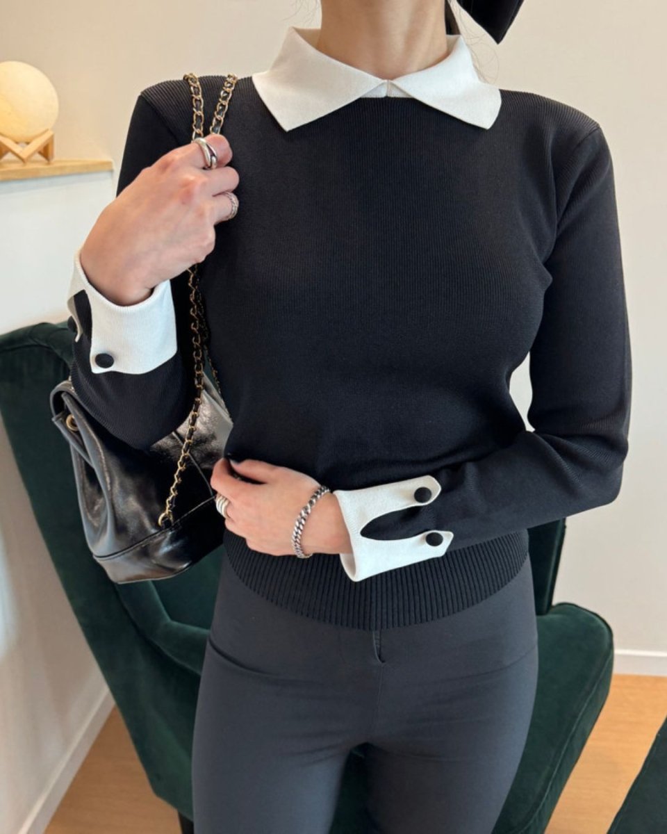 襟付きデザインニット長袖　CH852 - Chamule