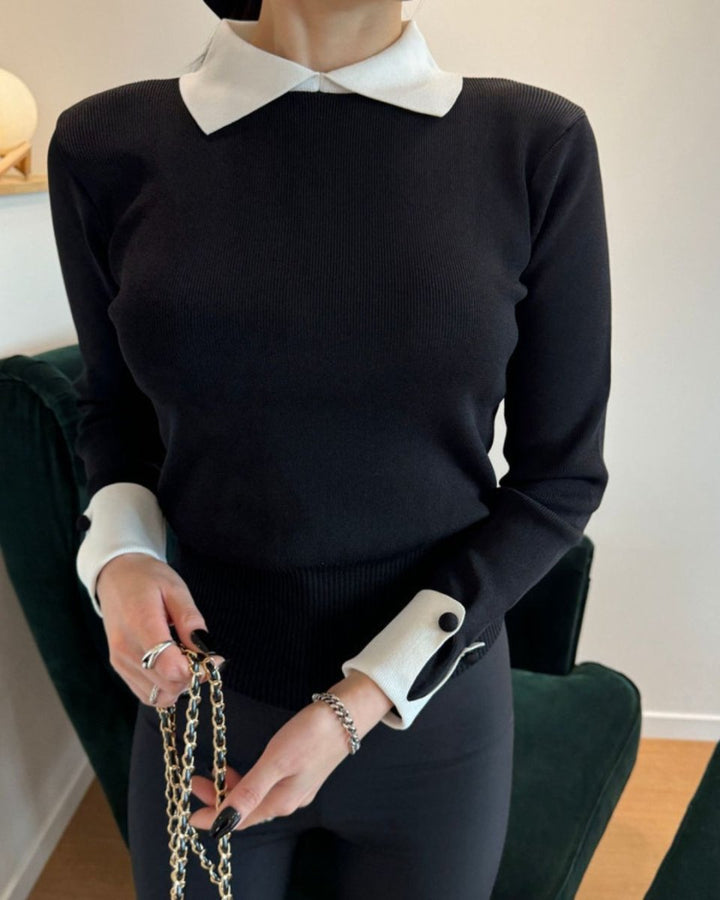 襟付きデザインニット長袖　CH852 - Chamule