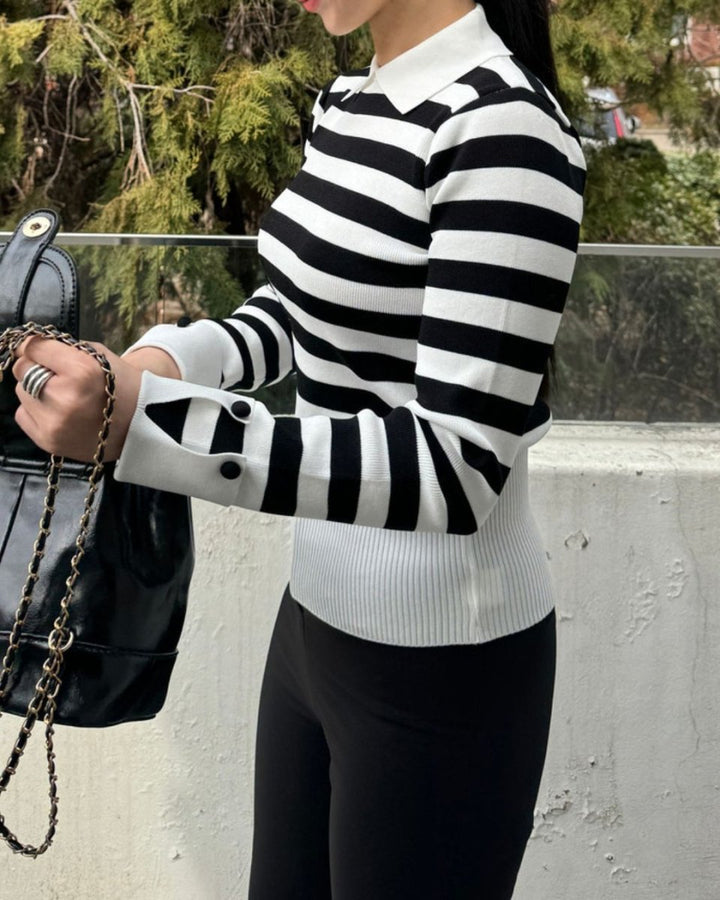 襟付きデザインニット長袖　CH852 - Chamule