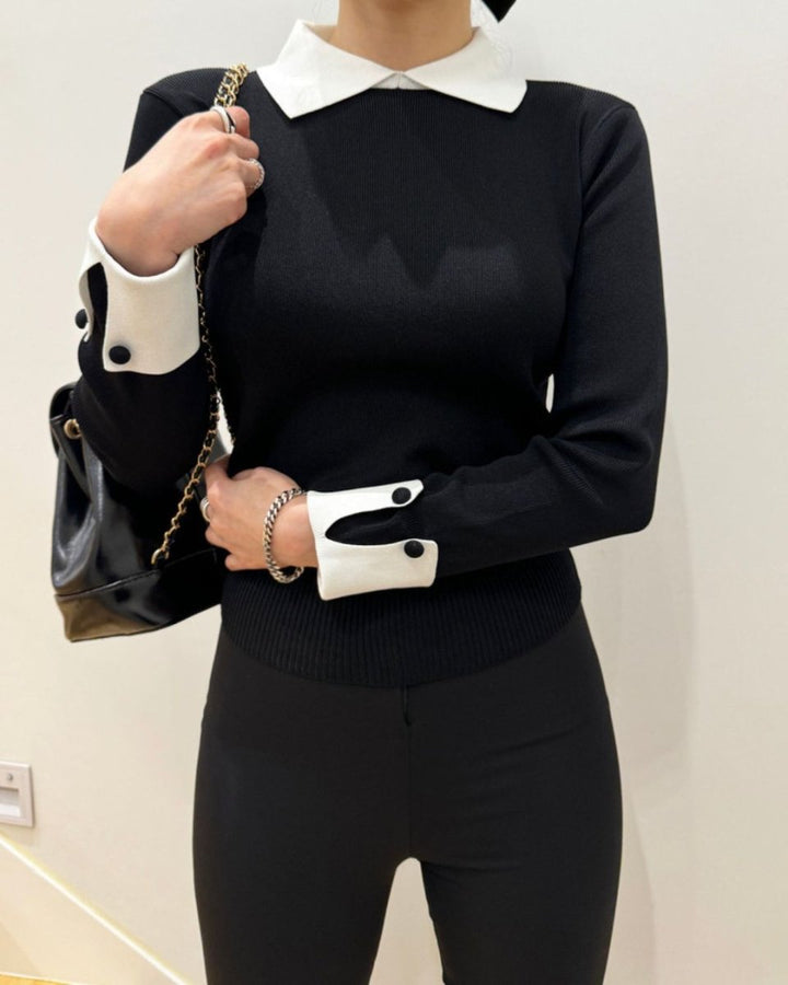 襟付きデザインニット長袖　CH852 - Chamule