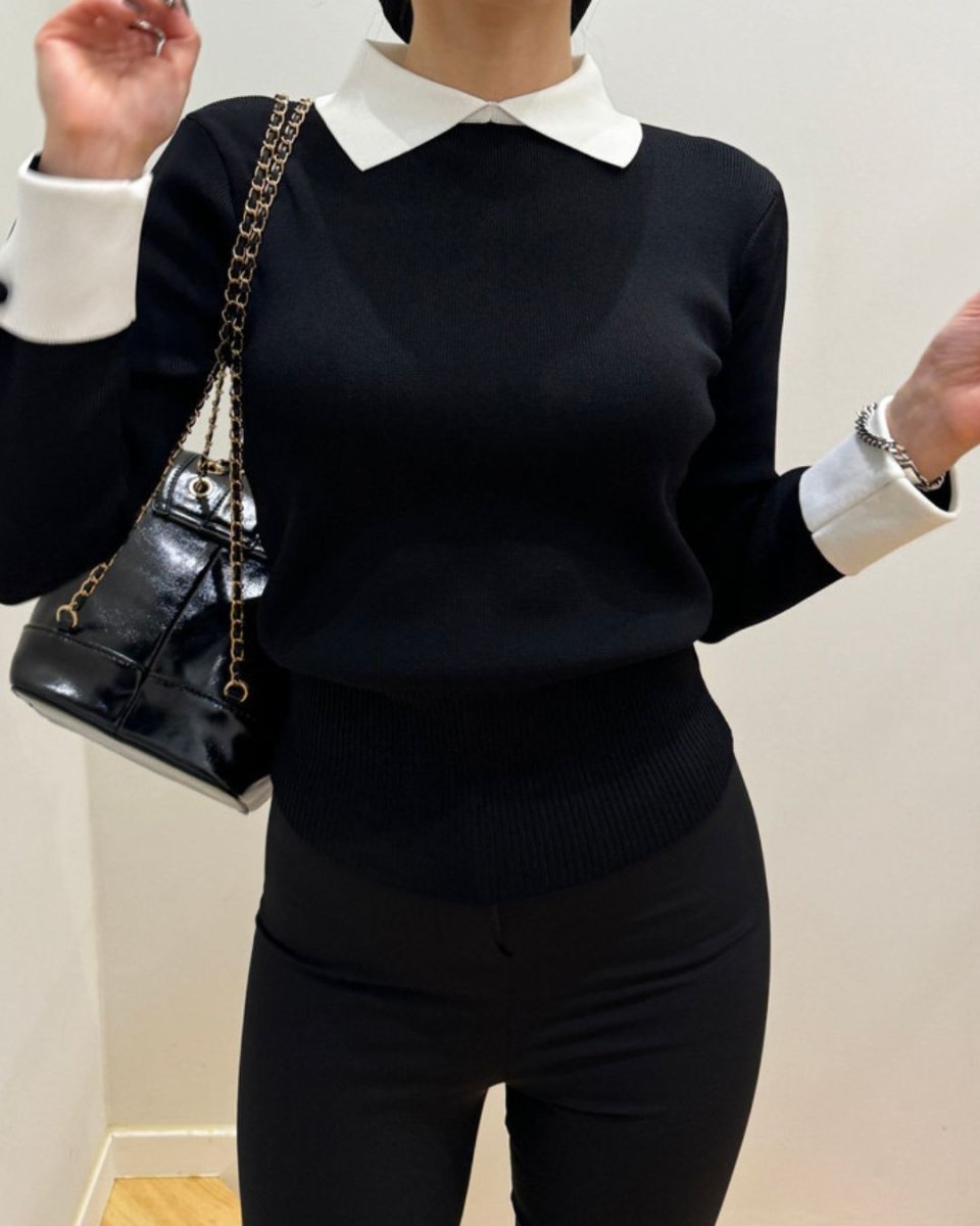 襟付きデザインニット長袖　CH852 - Chamule