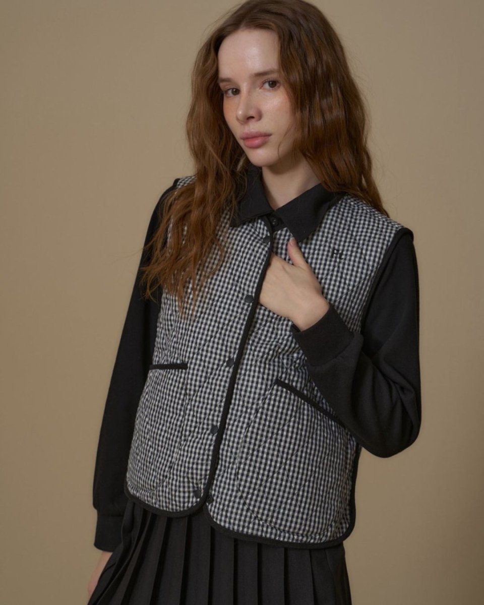ギンガムチェック　キルティングベスト　セットアップ【上下別売り】　CH855 - Chamule