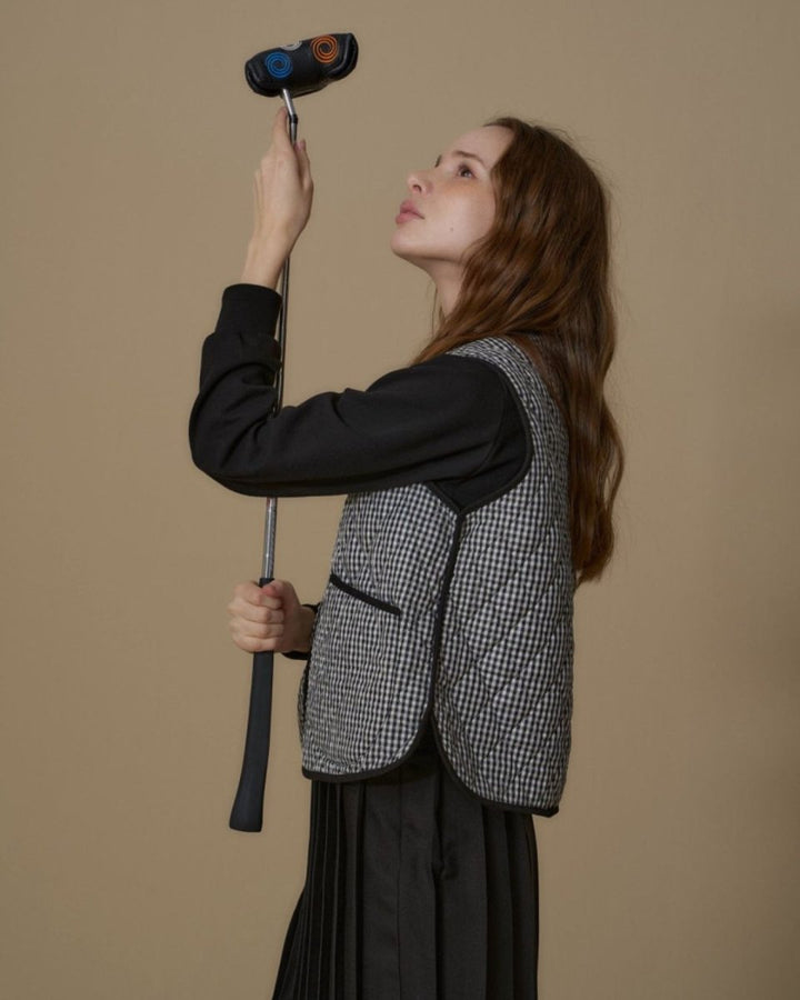 ギンガムチェック　キルティングベスト　セットアップ【上下別売り】　CH855 - Chamule