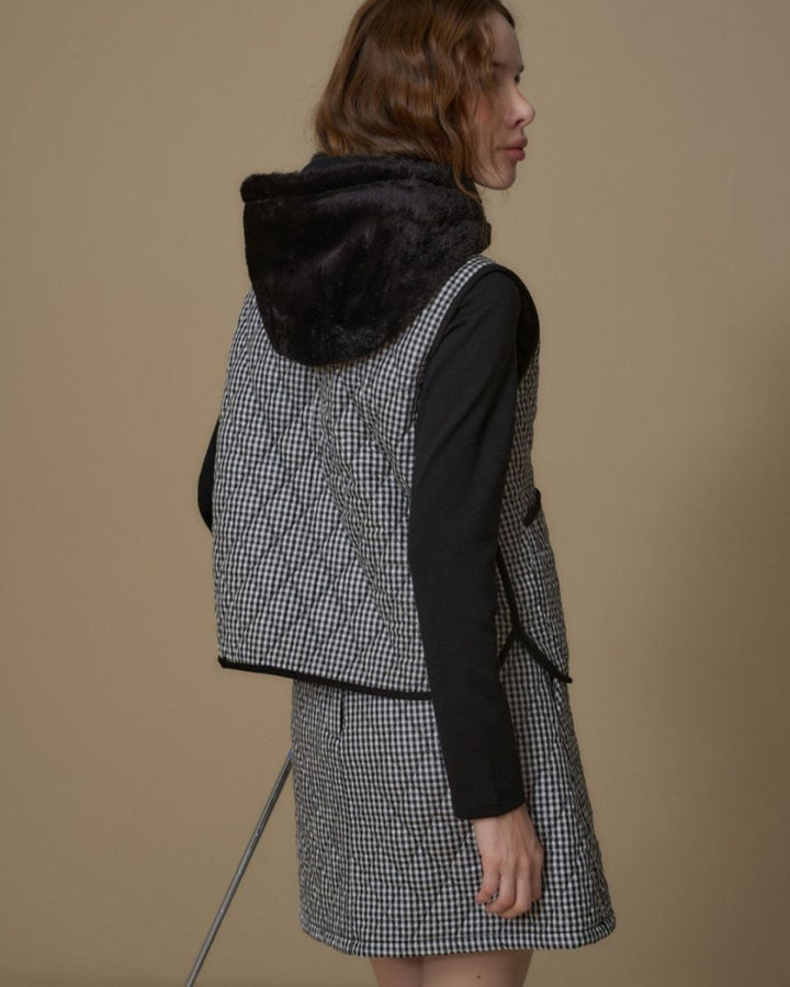 ギンガムチェック　キルティングベスト　セットアップ【上下別売り】　CH855 - Chamule