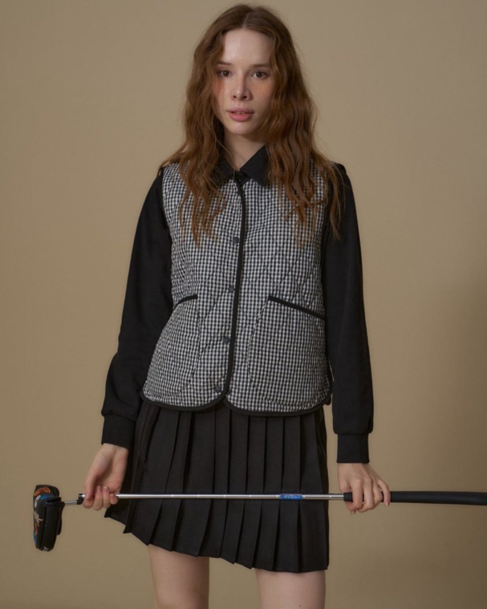 ギンガムチェック　キルティングベスト　セットアップ【上下別売り】　CH855 - Chamule