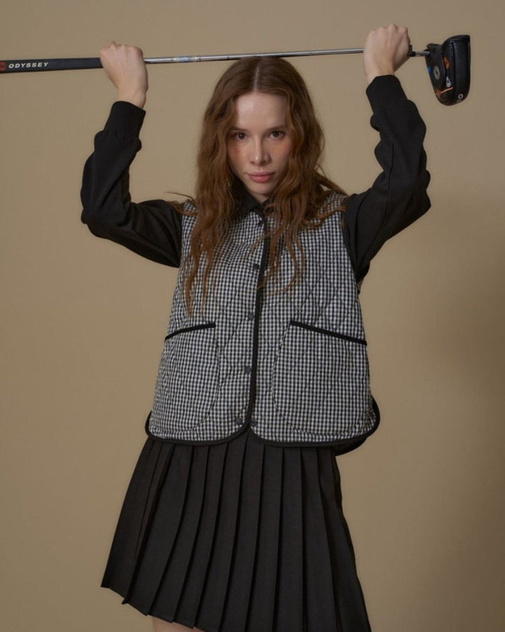 ギンガムチェック　キルティングベスト　セットアップ【上下別売り】　CH855 - Chamule