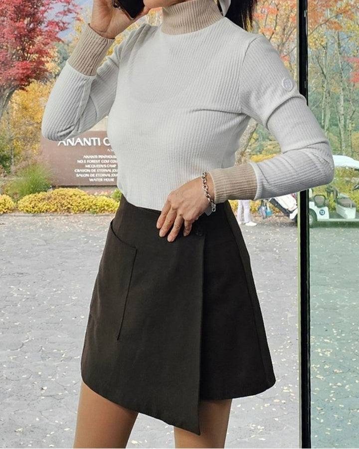 裏起毛 バイカラータートルネック　CH858 - Chamule