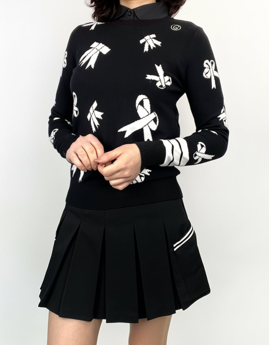 リボン柄ラウンドニット CH881 - Chamule