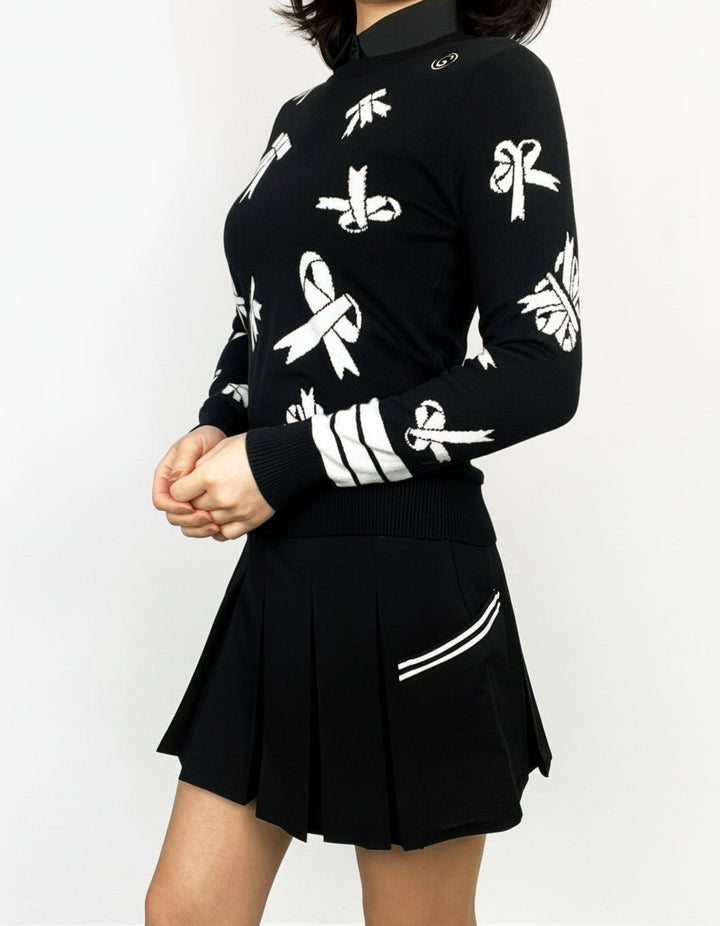 リボン柄ラウンドニット CH881 - Chamule