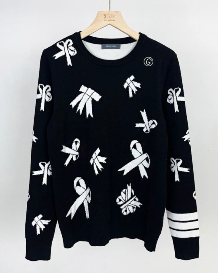 リボン柄ラウンドニット CH881 - Chamule