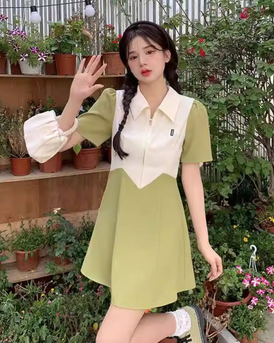 バイカラー ワンピース CH889 - Chamule