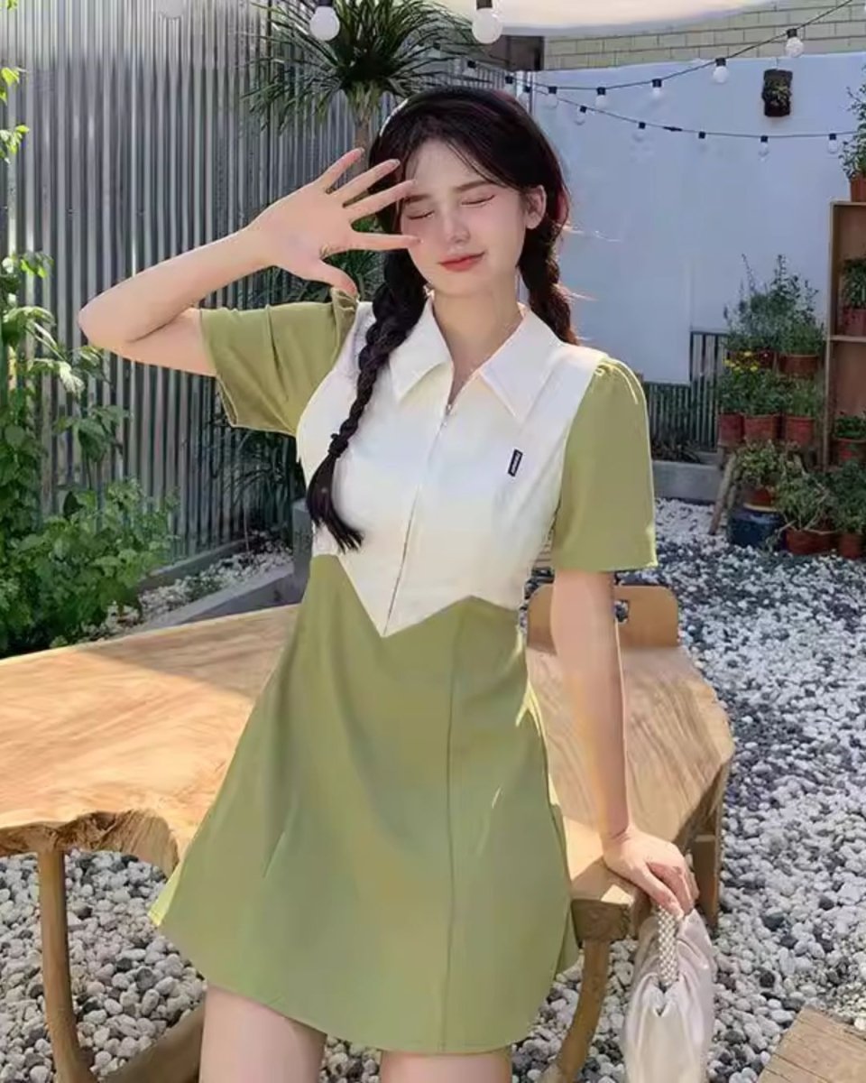 バイカラー ワンピース CH889 - Chamule