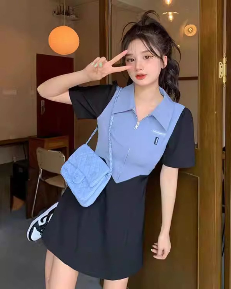 バイカラー ワンピース CH889 - Chamule