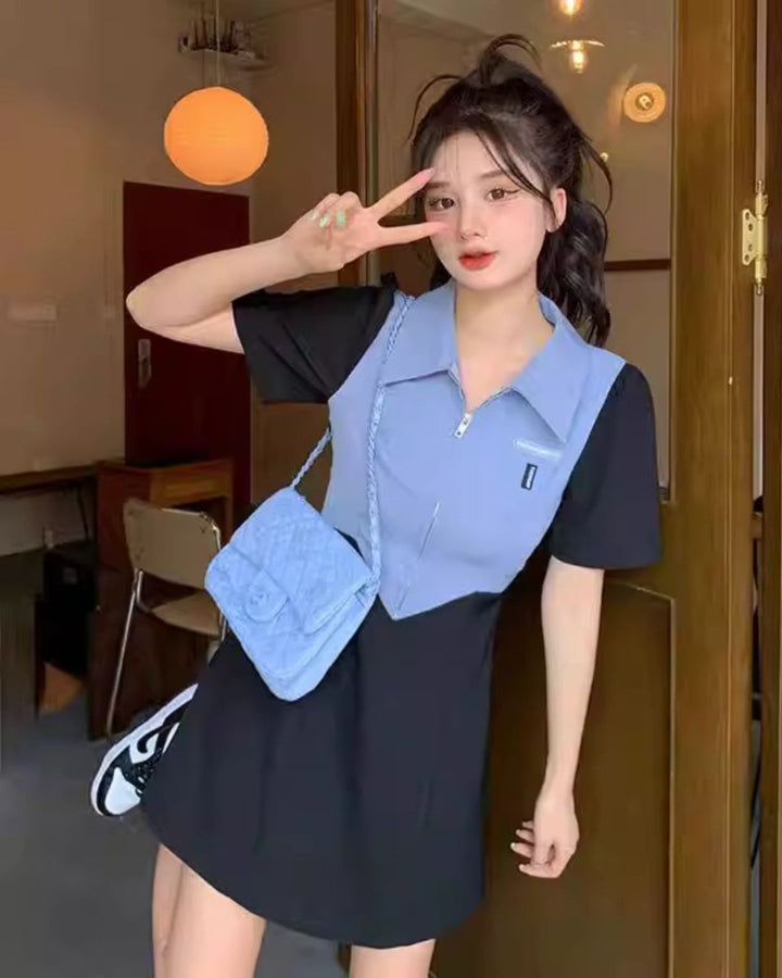 バイカラー ワンピース CH889 - Chamule