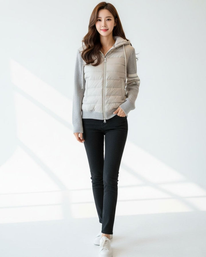 ニットスリーブ切替 中綿フーディ ゴルフブルゾン　CH941 - Chamule