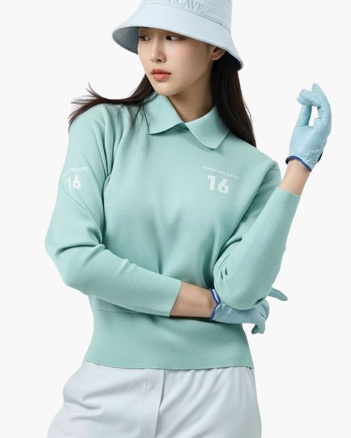 ナンバーロゴ襟付きニット ゴルフトップス　CH949 - Chamule