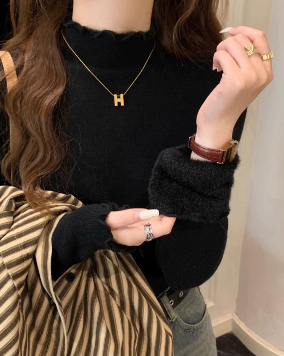 ミンクタッチ裏起毛ハイネックトップス　CH962 - Chamule