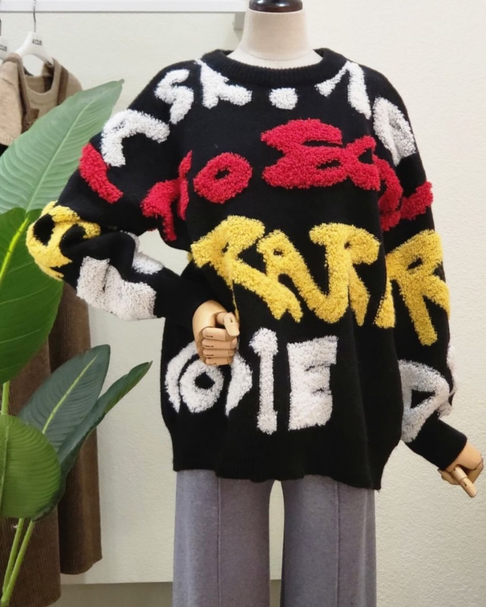 グラフィックシャギーロゴ ニットトップス　CH968 - Chamule