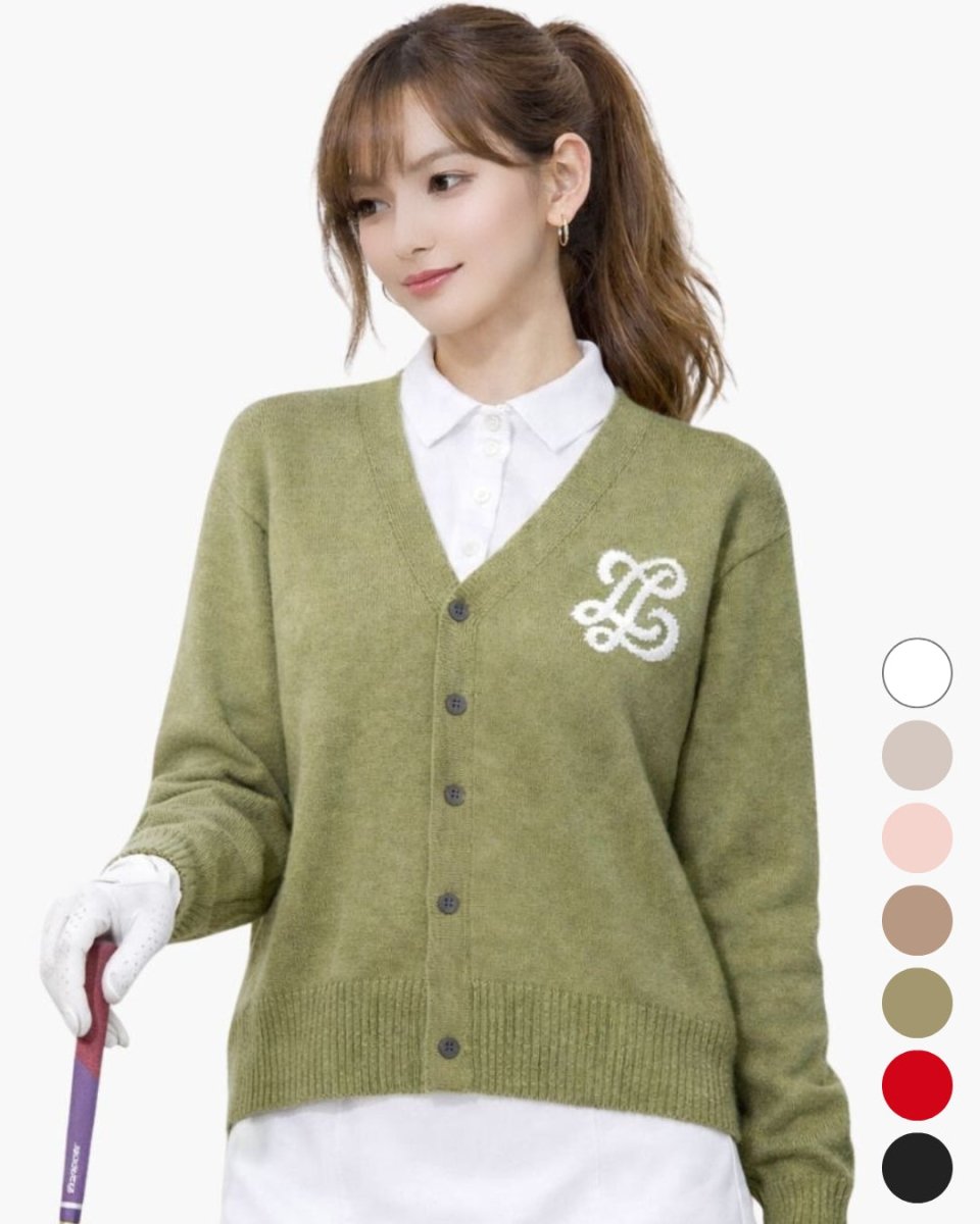 Logo V-neck knit cardigan CH1004